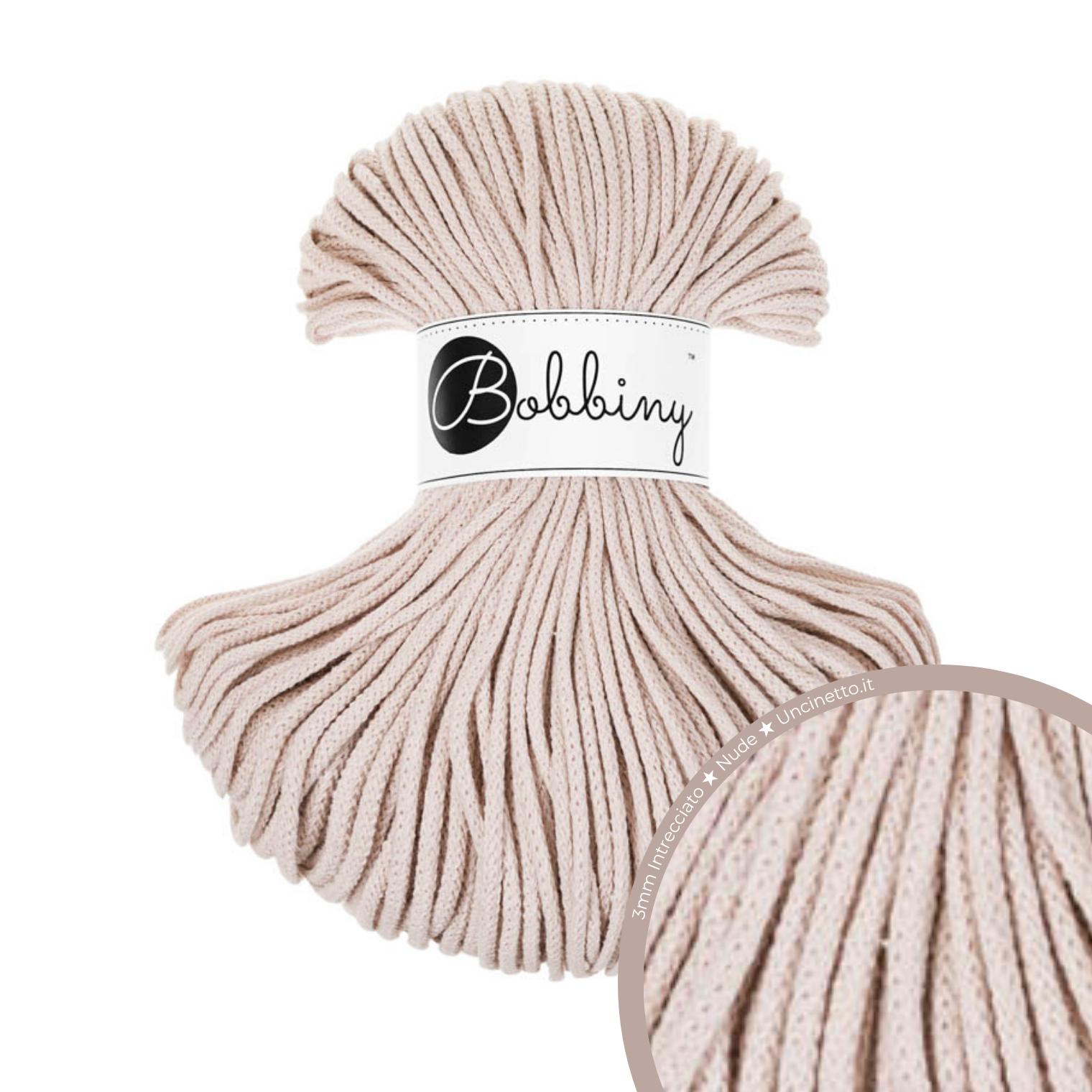 Bobbiny Intrecciato (Braided) 3mm JUNIOR - 100m