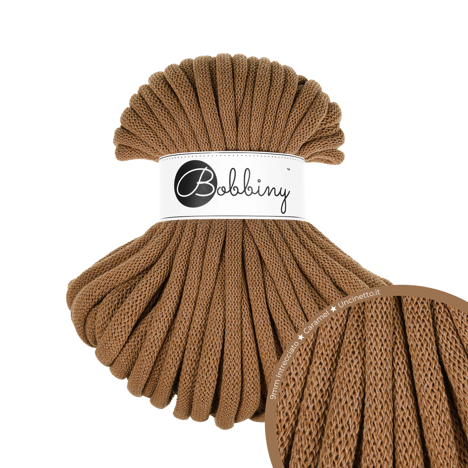 30 Metri - Bobbiny Intrecciato 9mm JUMBO - Caramel (Caramello)