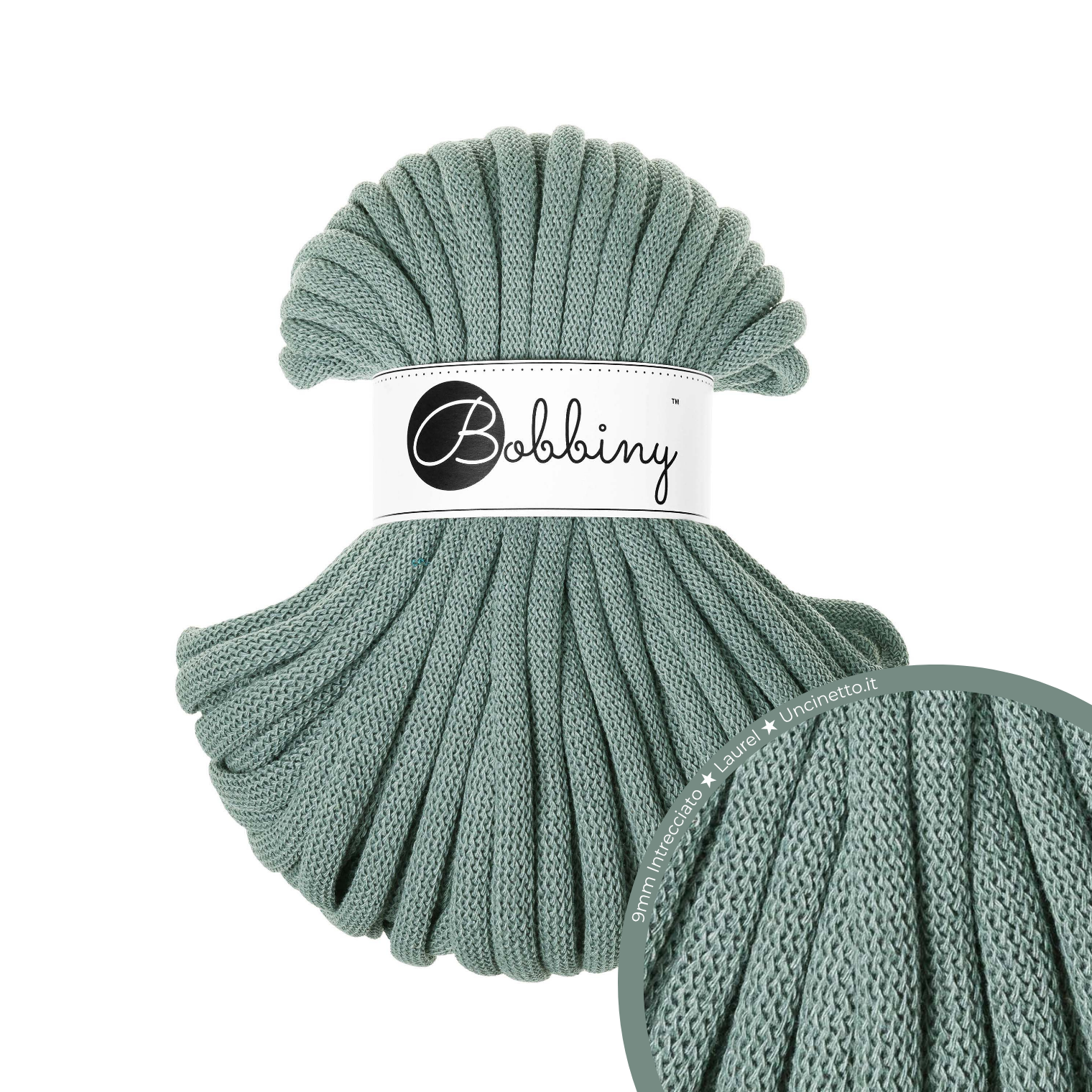 30 Metri - Bobbiny Intrecciato 9mm JUMBO - Laurel (Alloro)