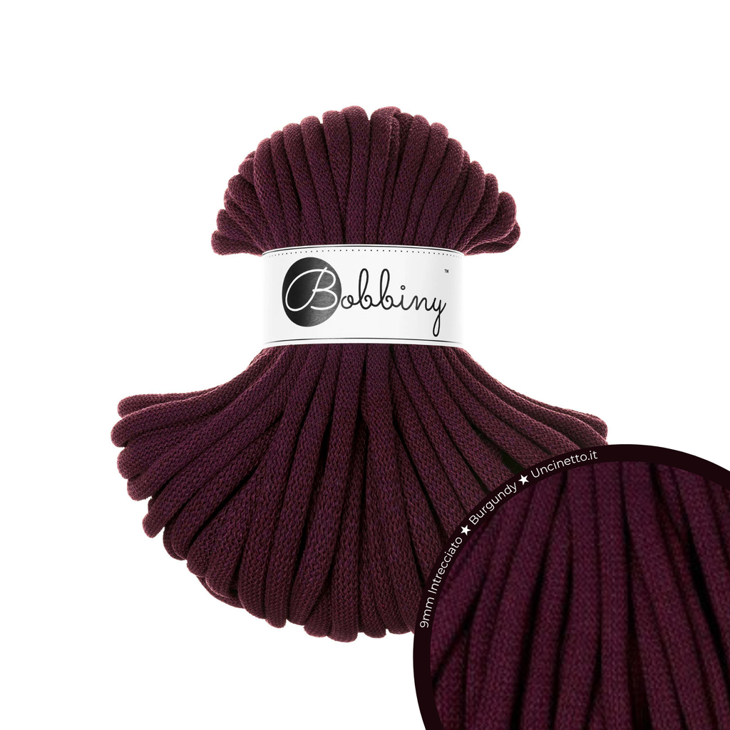 30 Metri - Bobbiny Intrecciato 9mm JUMBO - Burgundy (Bordeaux)