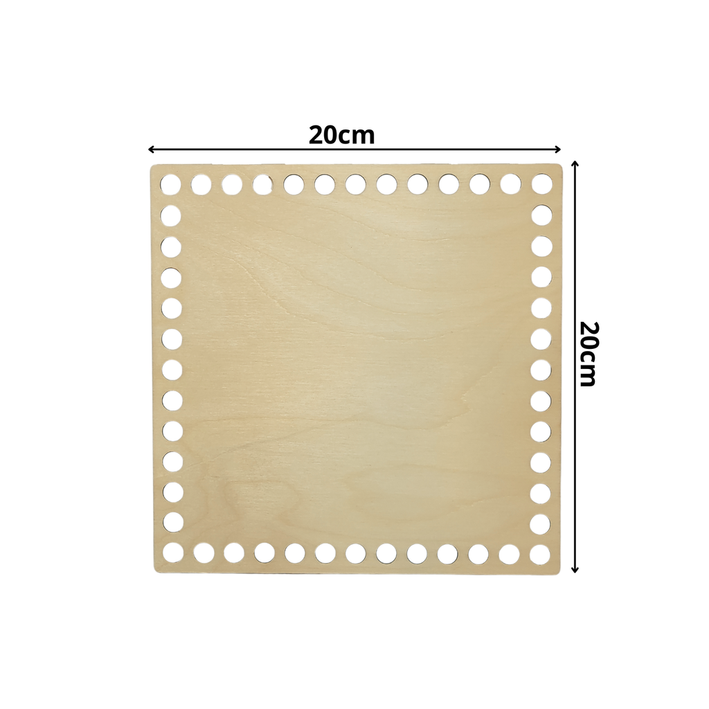 Fondo per cestino all'uncinetto in legno quadrato 20x20 cm per cestini grandi handmade