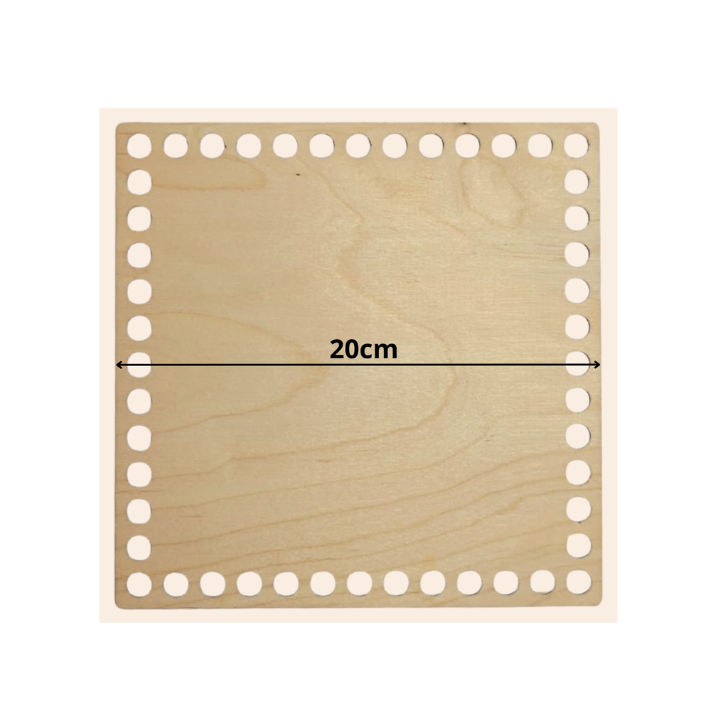 Fondo per cestino all'uncinetto in legno quadrato 20x20 cm per grandi cestini handmade