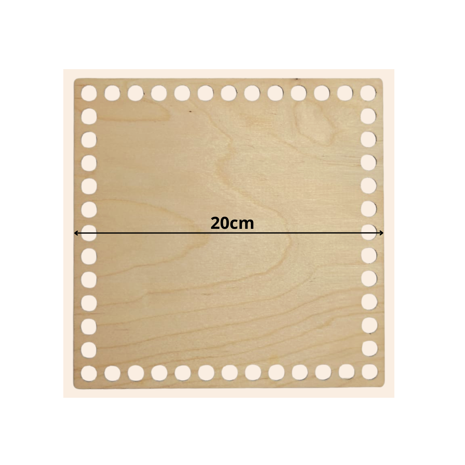 Fondo per cestino all'uncinetto in legno quadrato 20x20 cm per grandi cestini handmade