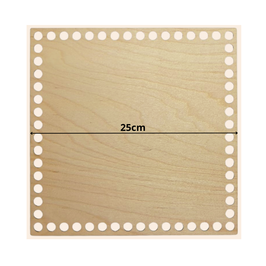 Fondo per cestino all'uncinetto in legno quadrato 25x25 cm per cestini grandi handmade