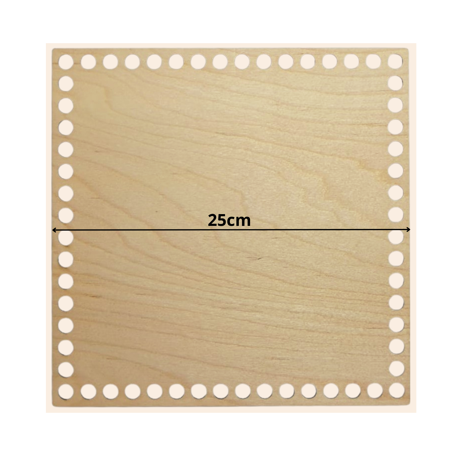 Fondo per cestino all'uncinetto in legno quadrato 25x25 cm per cestini grandi handmade