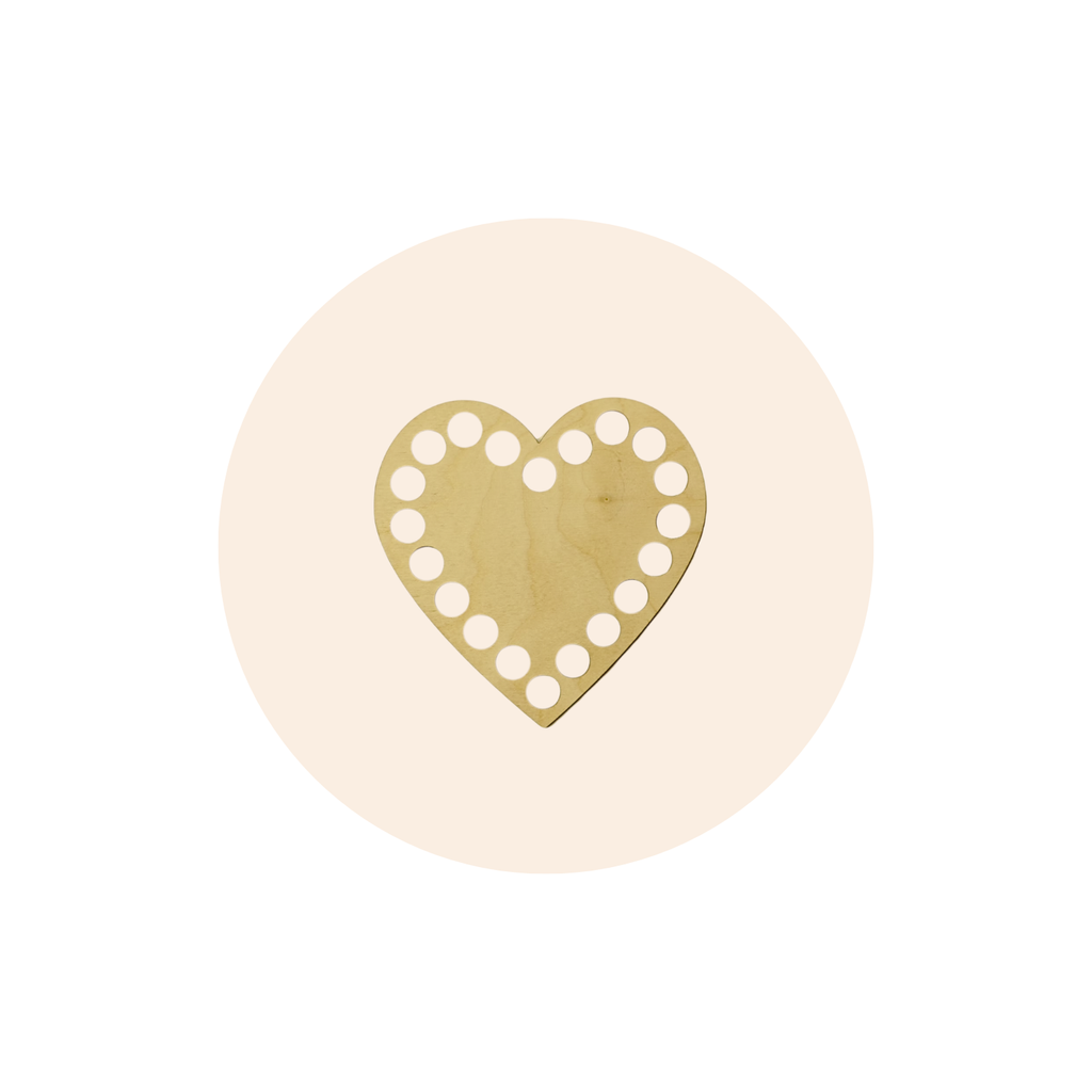 Fondo per cestino all'uncinetto in legno cuore Ø 10 cm per mini cestini handmade