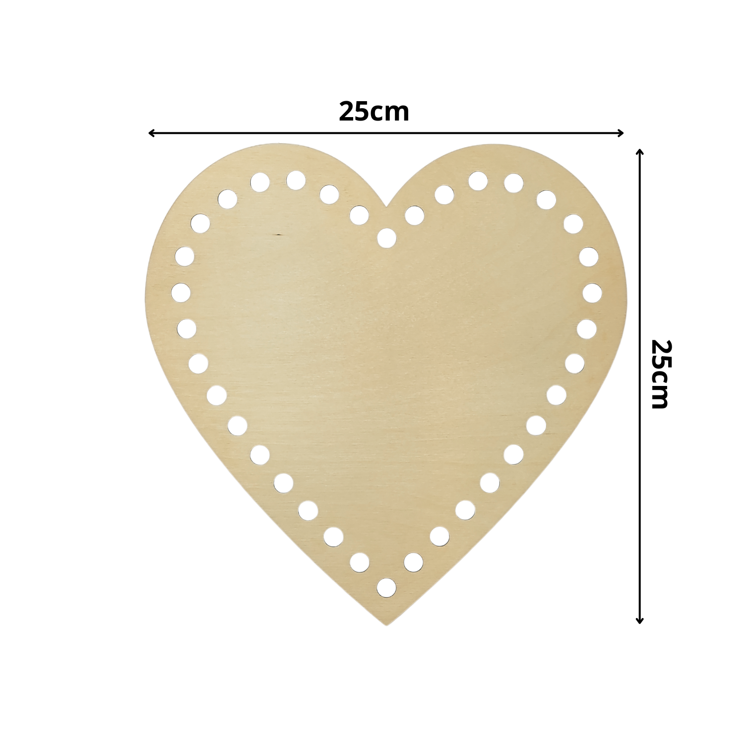 Fondo per cestino all'uncinetto in legno cuore Ø 25 cm per cestini grandi handmade
