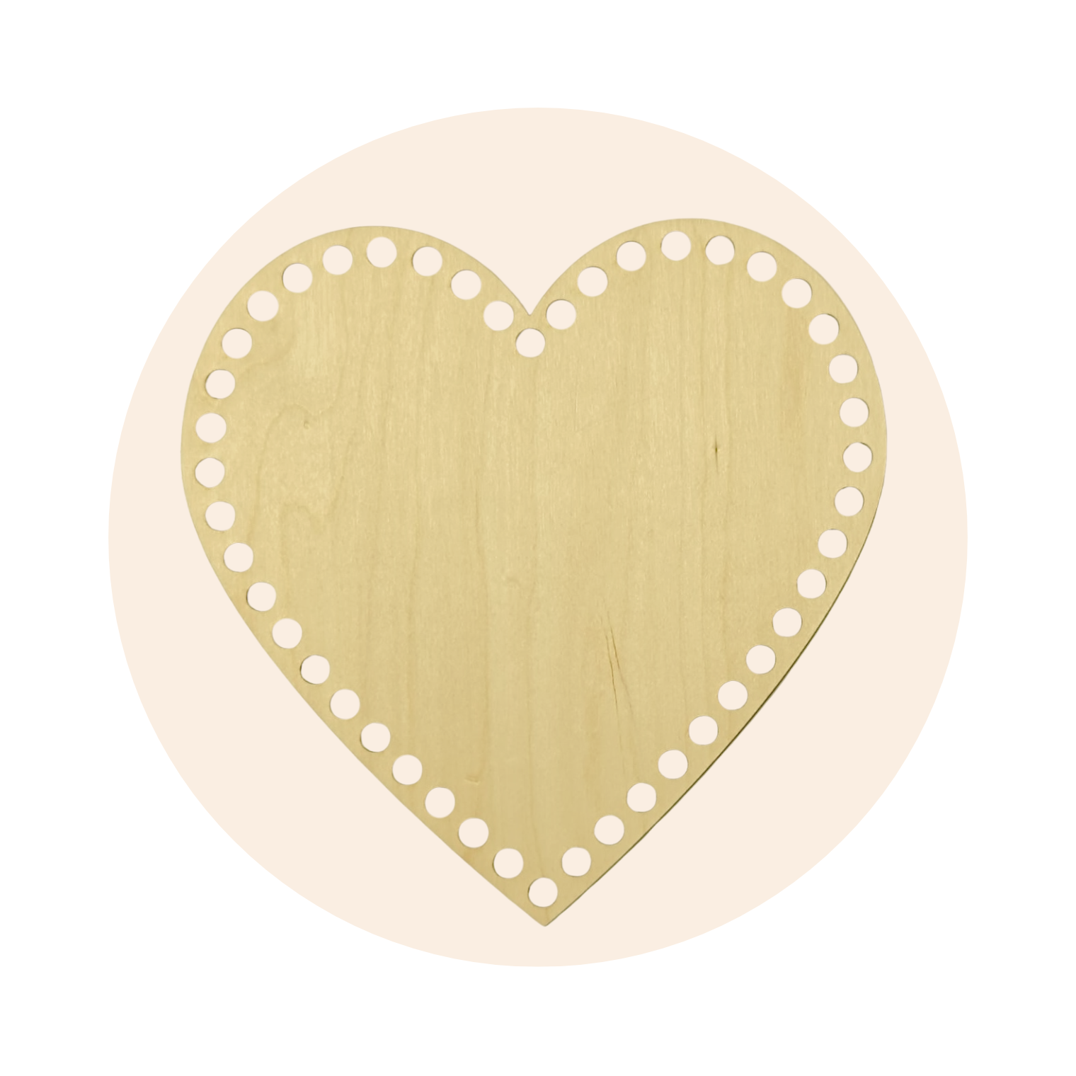 Fondo per cestino all'uncinetto in legno cuore Ø 25 cm per cestini grandi handmade