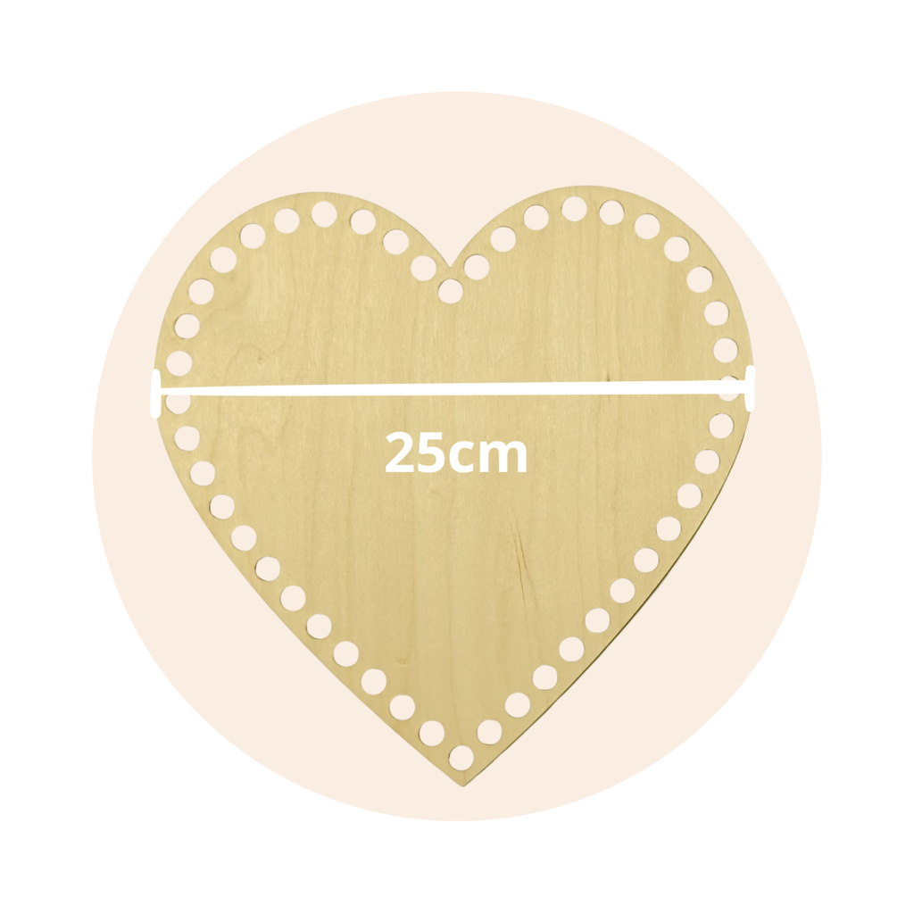Fondo per cestino all'uncinetto in legno cuore Ø 25 cm per cestini grandi handmade