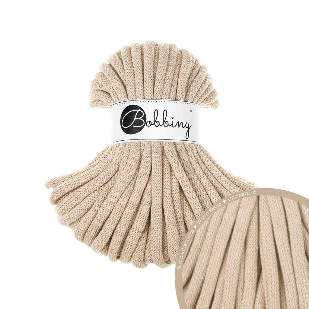 30 Metri - Bobbiny Intrecciato 9mm JUMBO - Warm Beige (Beige Caldo)